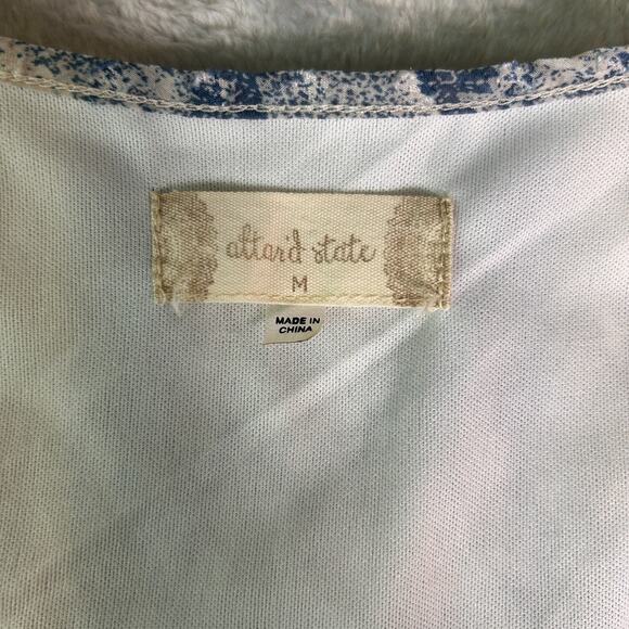 Altar'd State Mini Swing Dress Womens M White Blue Boho Cottage Soft Girl Flowy - Picture 4 of 7